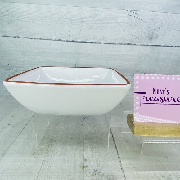 Euro Ceramic EUO14 White Brown Terra Cotta Style Portugal Square Serving Bowl - Picture 1 of 16